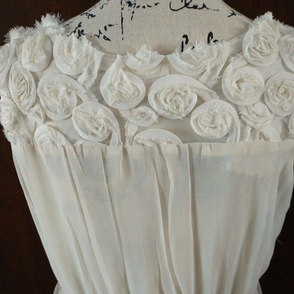 Pretty Angel Women's Large silk Wedding Dress Sheer Sleeveless Lined New Ivory - Picture 8 of 13